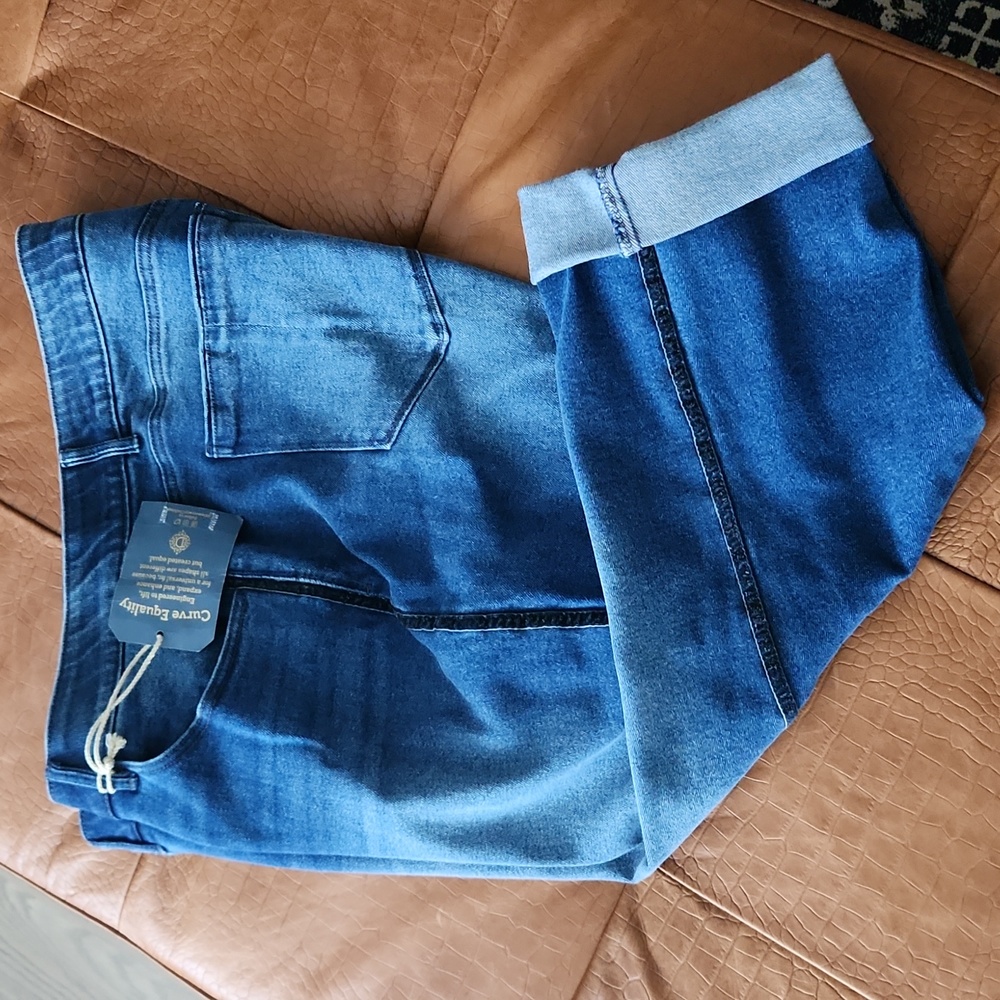 22W Democracy Glitter trim Ab Solution Slim Straight Jeans Ruff